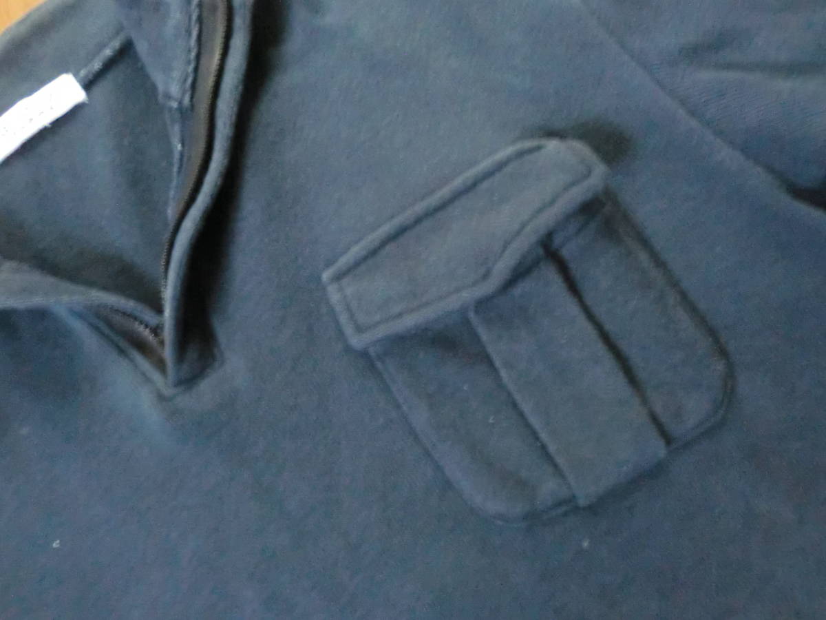 A.V.V HOMME длинный рукав темно-синий серия рубашка-поло жакет M размер передний ( примерно )16cm молния ощущение б/у, выгорание yare чувство есть,