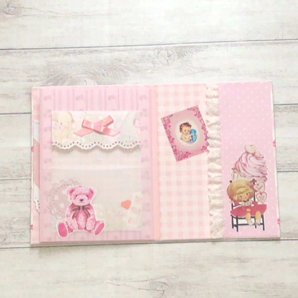 おすそ分けファイル☆平袋のセット☆紙もの色々詰め込みます☆ピンクの可愛い系コラージュ メモ シール