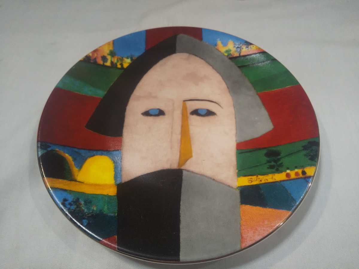 K.Malevich カジミール・マレーヴィチ　「農夫の頭部」飾り皿　ハンドペイント　絵皿　ロシア・ソ連の芸術家_画像1