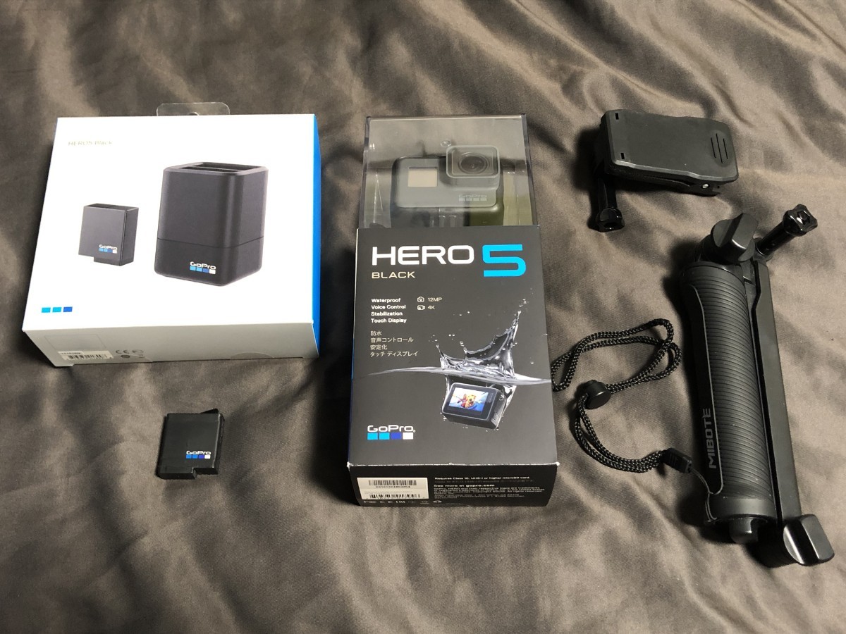 GoPro HERO5 BLACK 予備バッテリー・チャージャー・各種アタッチメント