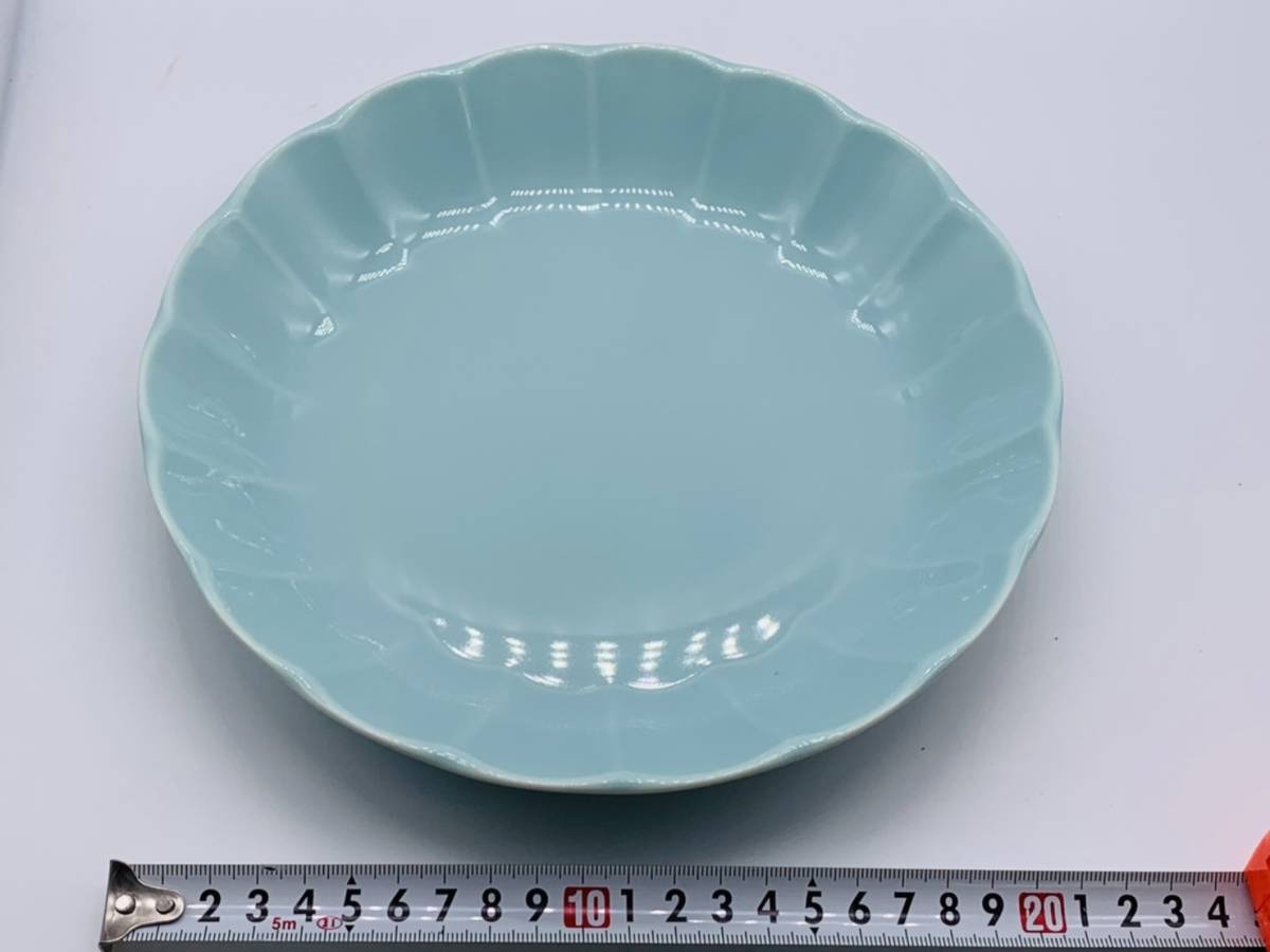 1円スタート 【美品】 たち吉 中皿 浅緑 盛鉢 陶磁器 日本製 食器 直径22cm_画像5