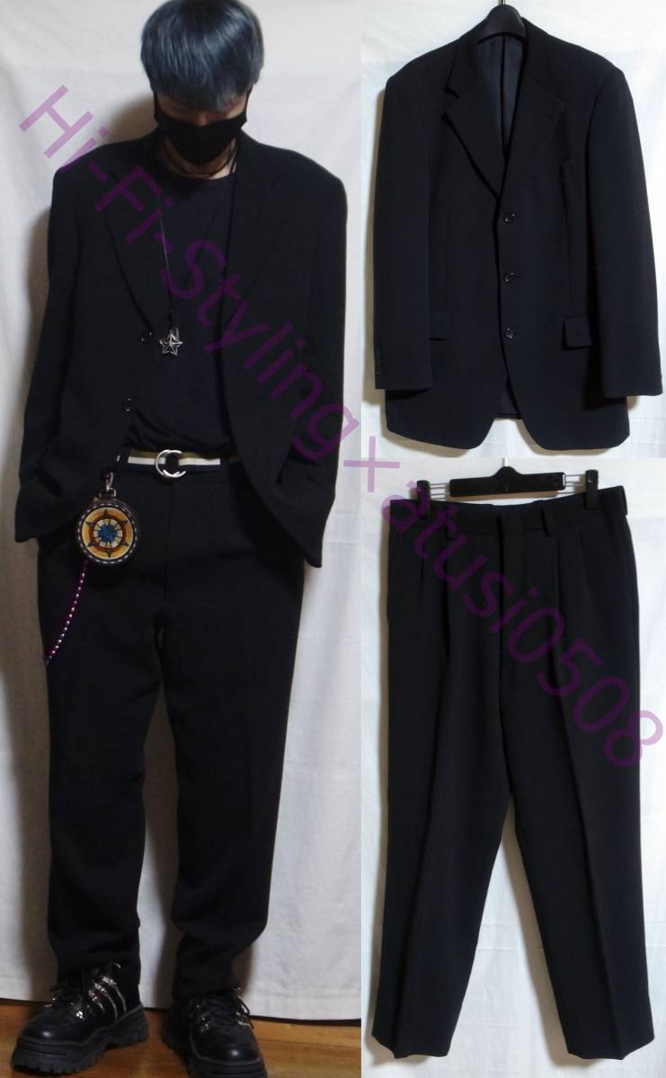 黒 セットアップ スーツ ジャケット スラックス パンツ 上下 ブラック お洒落 大人っぽい ヴィンテージ メンズ setup 黒スーツ