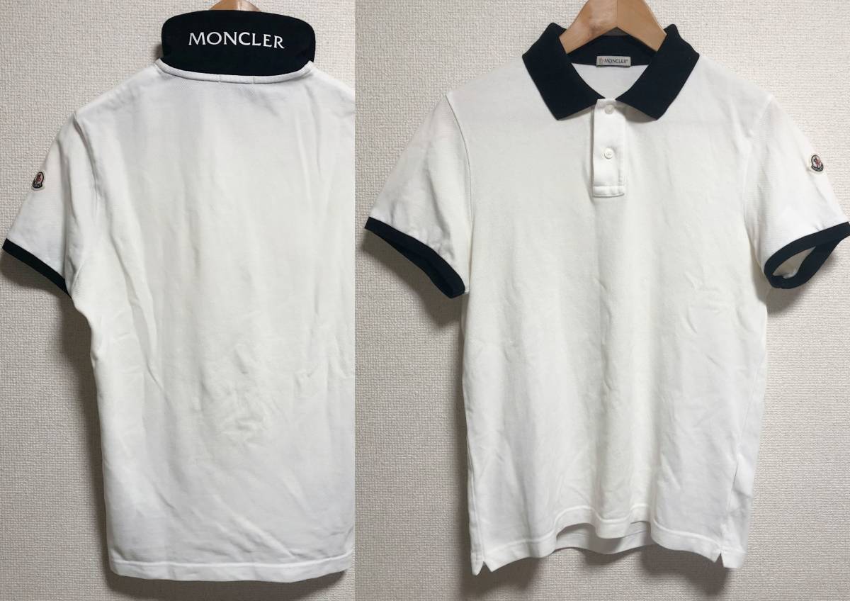 美品 MONCLER モンクレール 襟ロゴ ポロシャツ サイズS 白