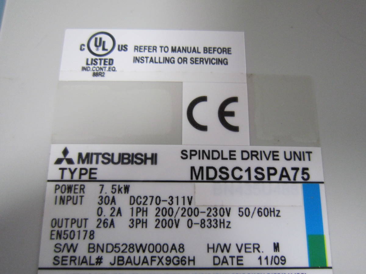 MITSUBISHI SPINDLE DRIVE UNIT MDSC1SPA75 スピンドルドライブユニット_画像8