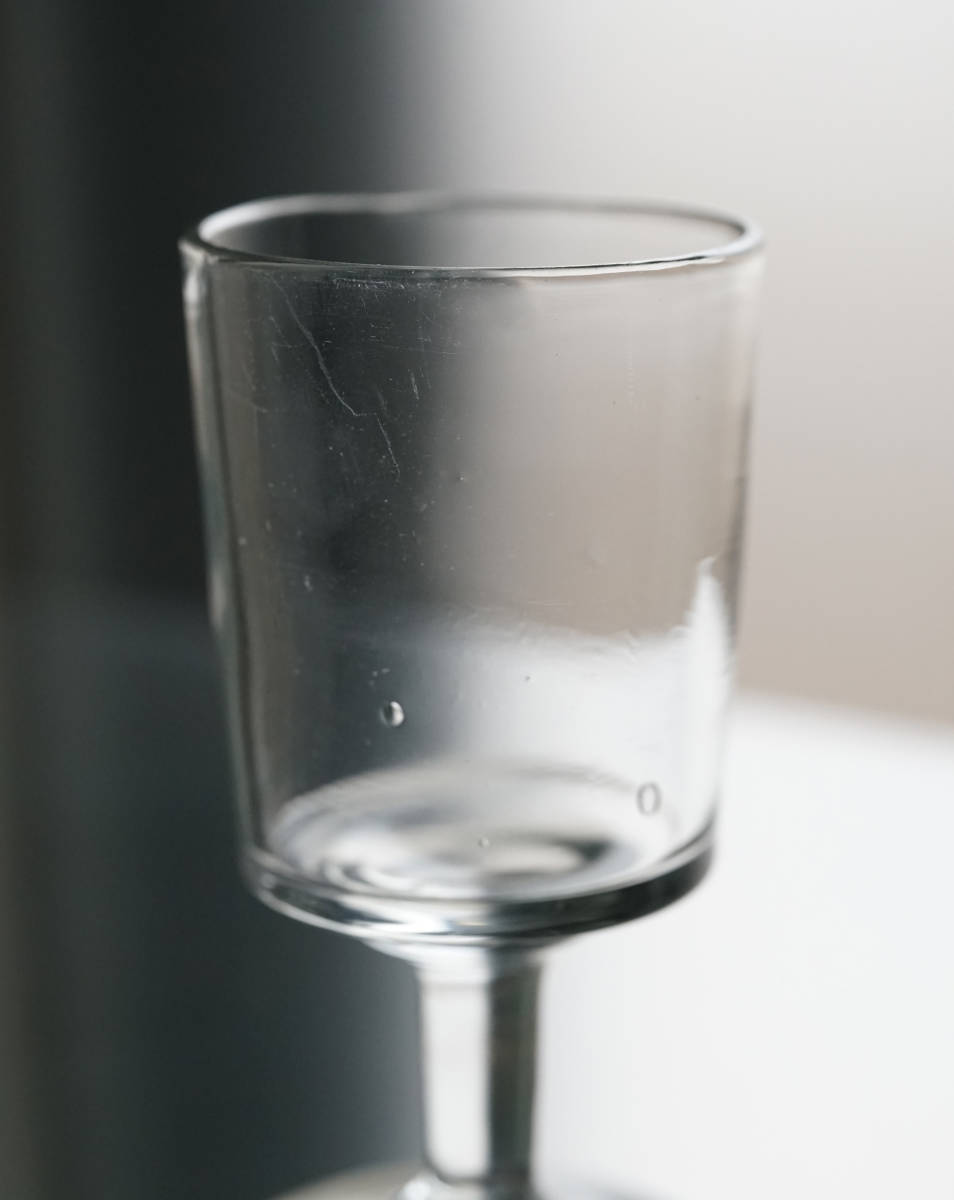  старый рука дуть . стекло. простой . тубус типа Bistro стакан / 19 век * Франция / античный старый инструмент бокал для вина D
