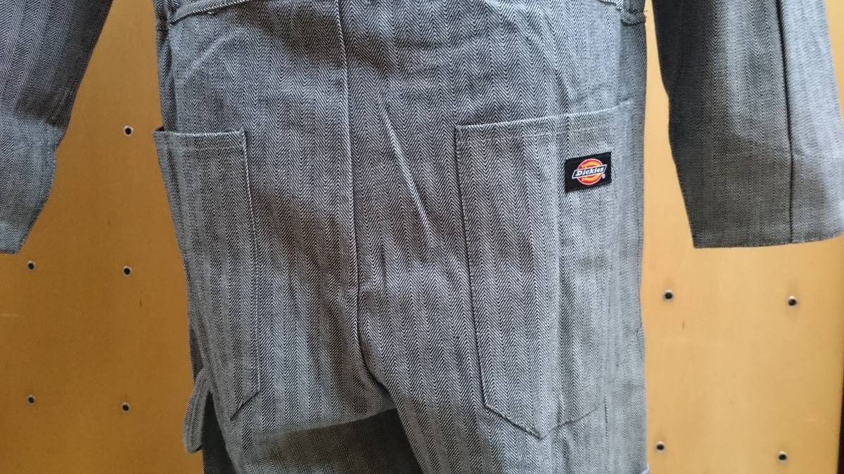 DICKIES☆ディッキーズ☆48977☆長袖ツナギ☆フィッシャーストライプカバーオール☆作業服☆つなぎ_お尻のポケット