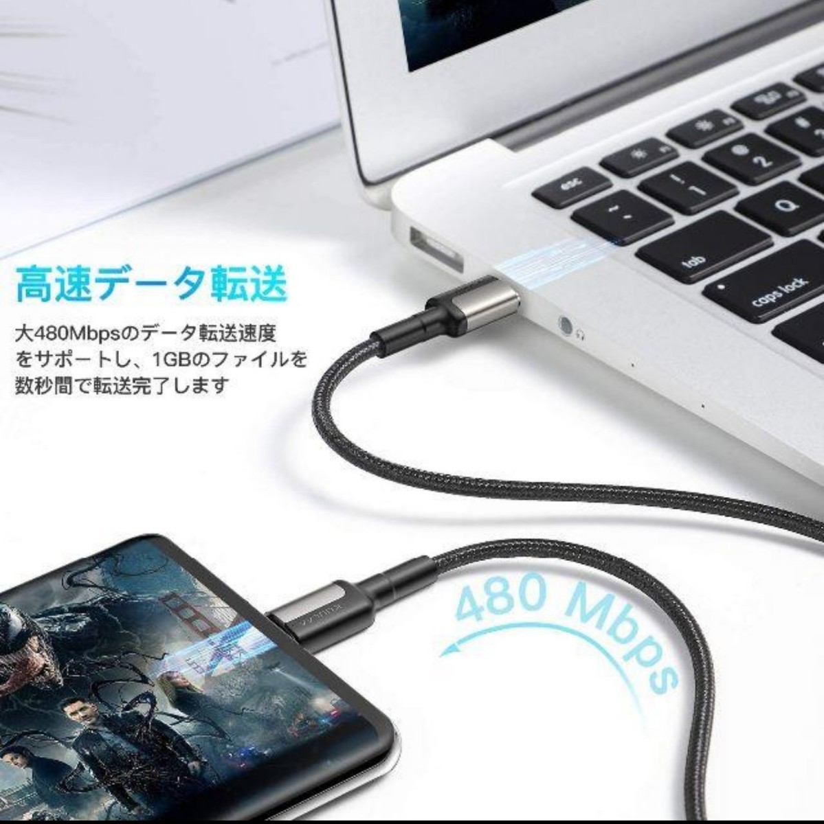 新品　Kuulaa USB C to USB Cケーブル 1m　Type C　黒