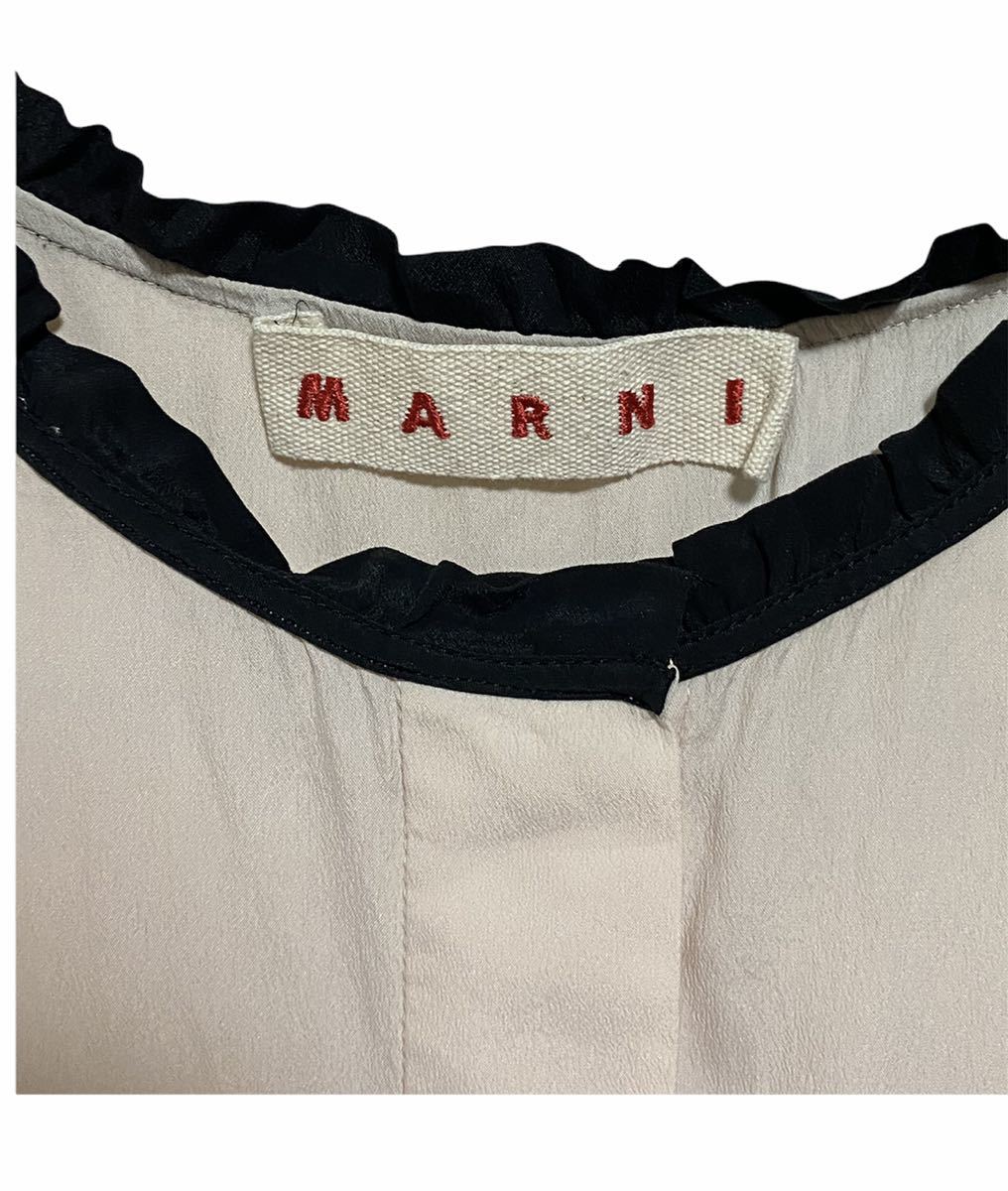 MARNI マルニ シルク混 ノースリーブ フリルシャツ 38 | monsterdog.com.br