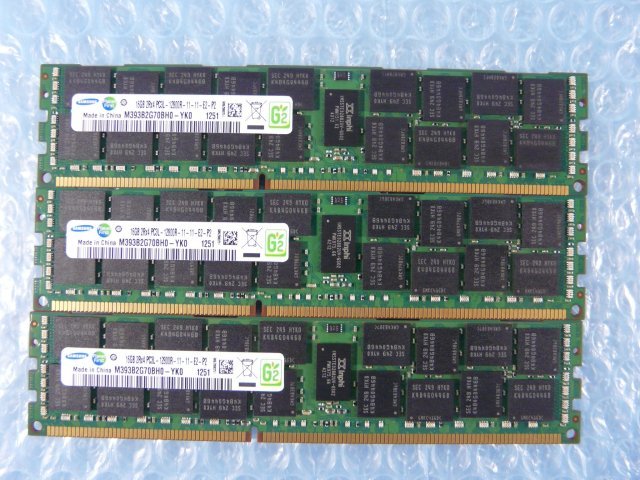1KML // 16GB 3枚セット 計48GB DDR3-1600 PC3L-12800R Registered RDIMM 2Rx4 M393B2G70BH0-YK0 SAMSUNG // Dell PowerEdge R720 取外