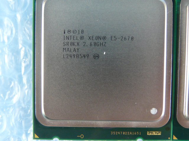 1KMR // 2個セット(同ロット) Intel Xeon E5-2670 2.6GHz SR0KX Sandy Bridge-EP C2 Socket(LGA)2011 MALAY //Dell PowerEdge R720 取外_画像2