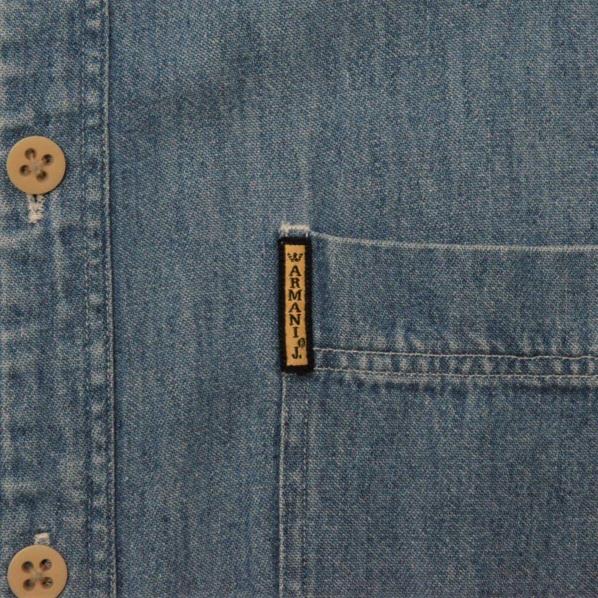 激レア！ ARMANI JEANS アルマーニジーンズ ビンテージデニムボタンダウンシャツ L 良品！_画像4