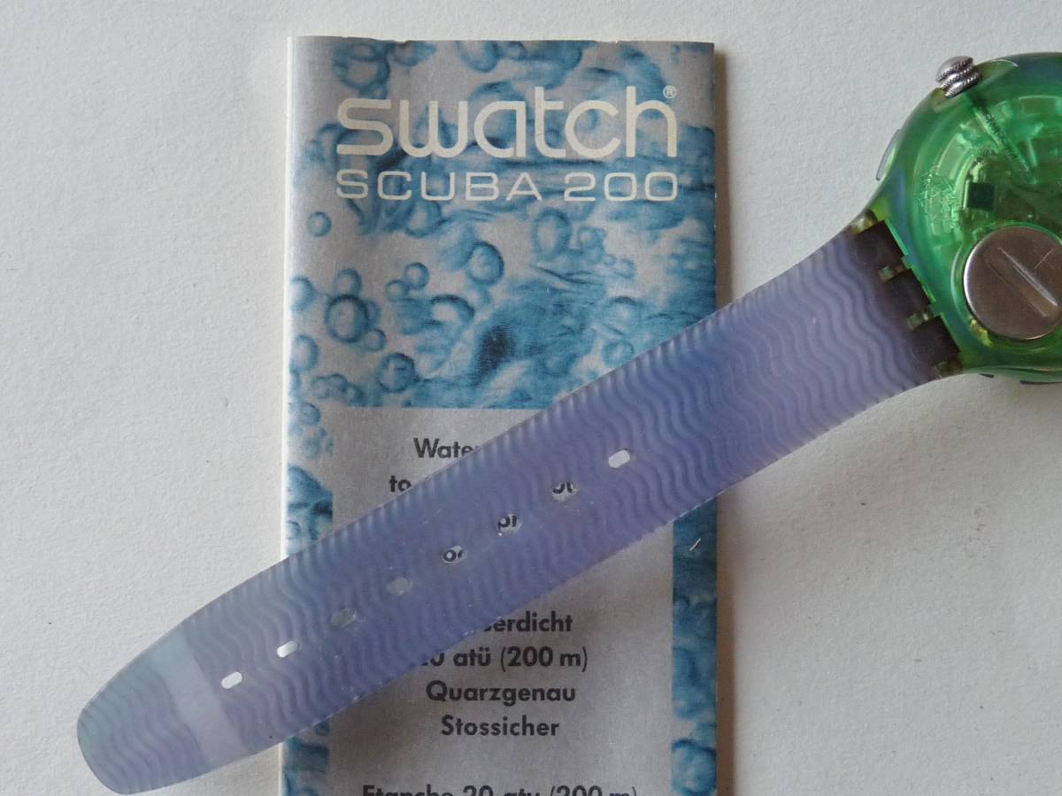 未使用電池交換済 美品 スウォッチ Swatch 93年初期スクーバ 青 、Bermuda Triangle 品番:SDN106_ベルト裏面も綺麗です