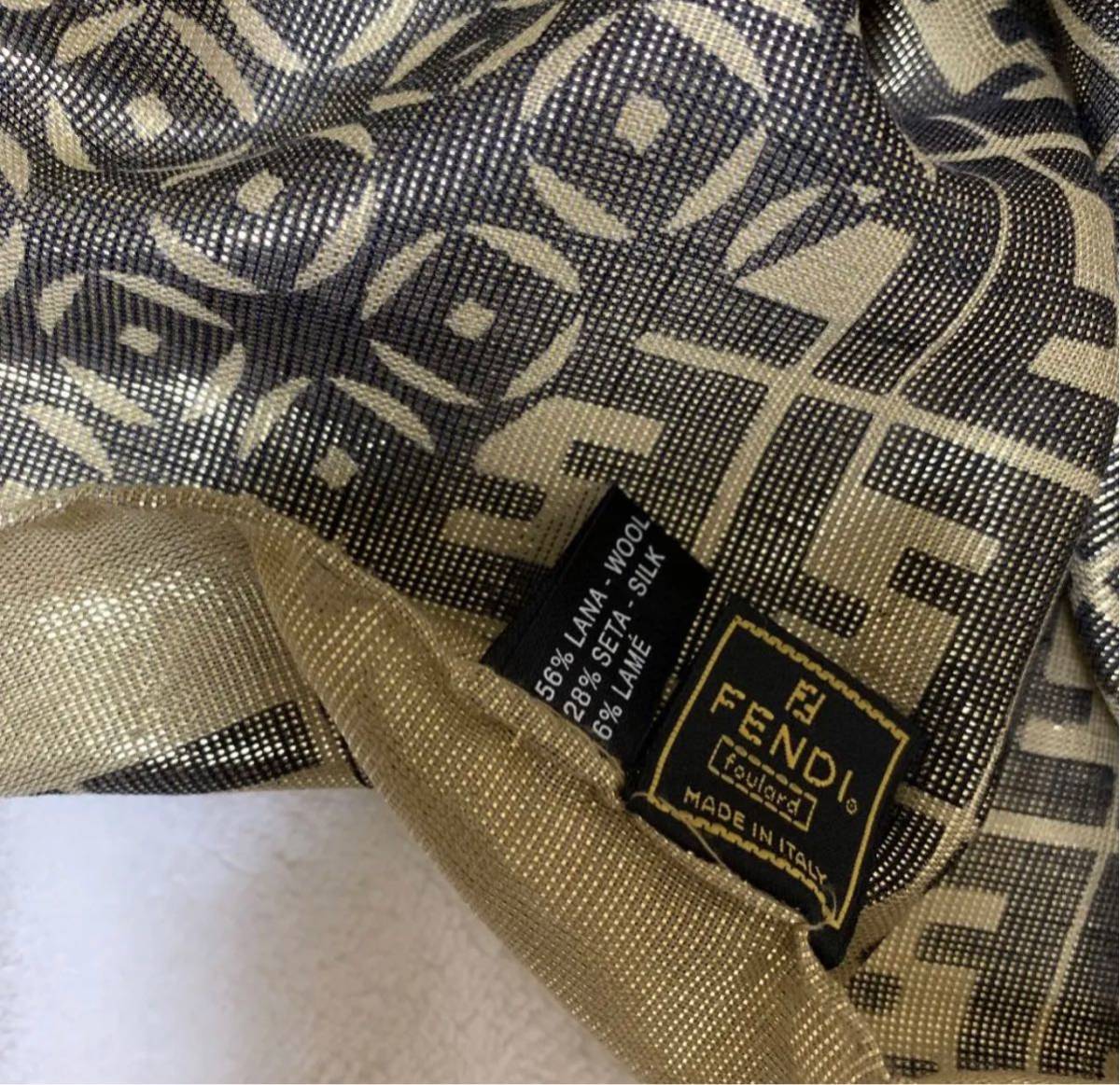 FENDI フェンディ ゴールド系 レア物 ヴィンテージ大判スカーフ | nort
