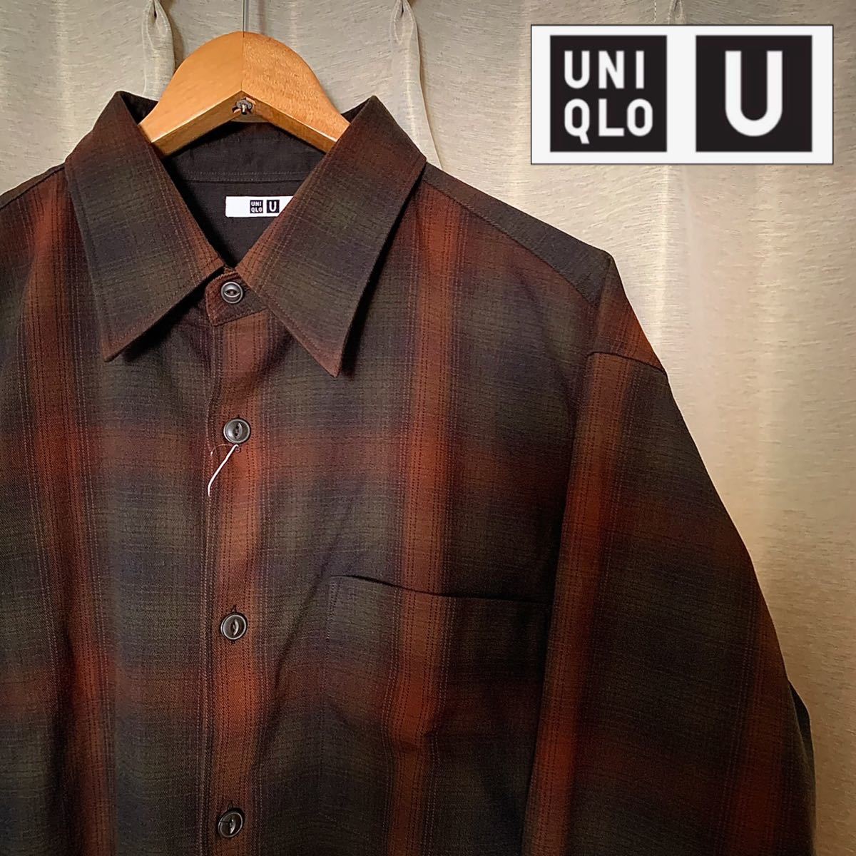 ユニクロU ヘビーフランネル オーバーサイズシャツ オリーブ Lサイズ 新品