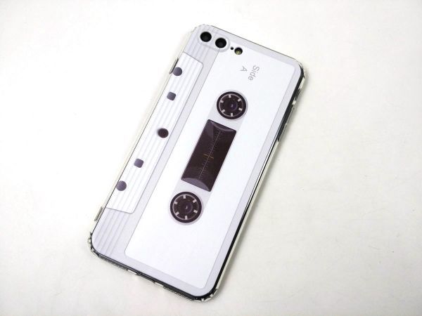 iPhone 7 Plus/8 Plus レトロ カセットテープ風 ケース カバー 薄型TPU ホワイト_画像1