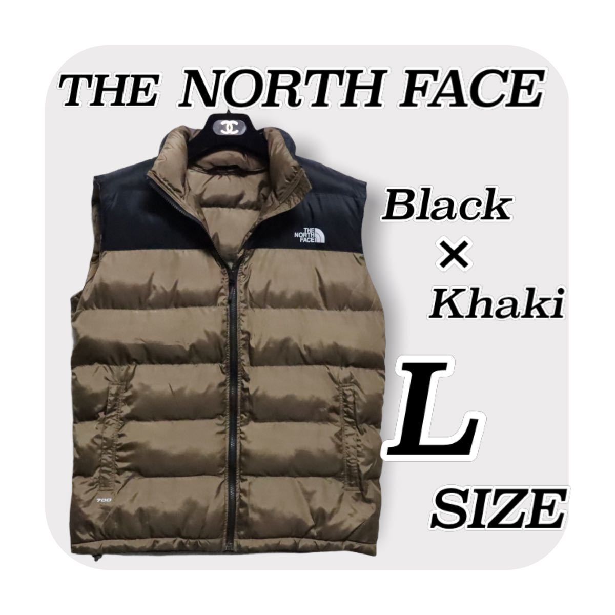 【日本未発売】新品未使用　THE NORTH FACE ノースフェイス　ダウンベスト　ジャケット　ブラック×カーキ　L