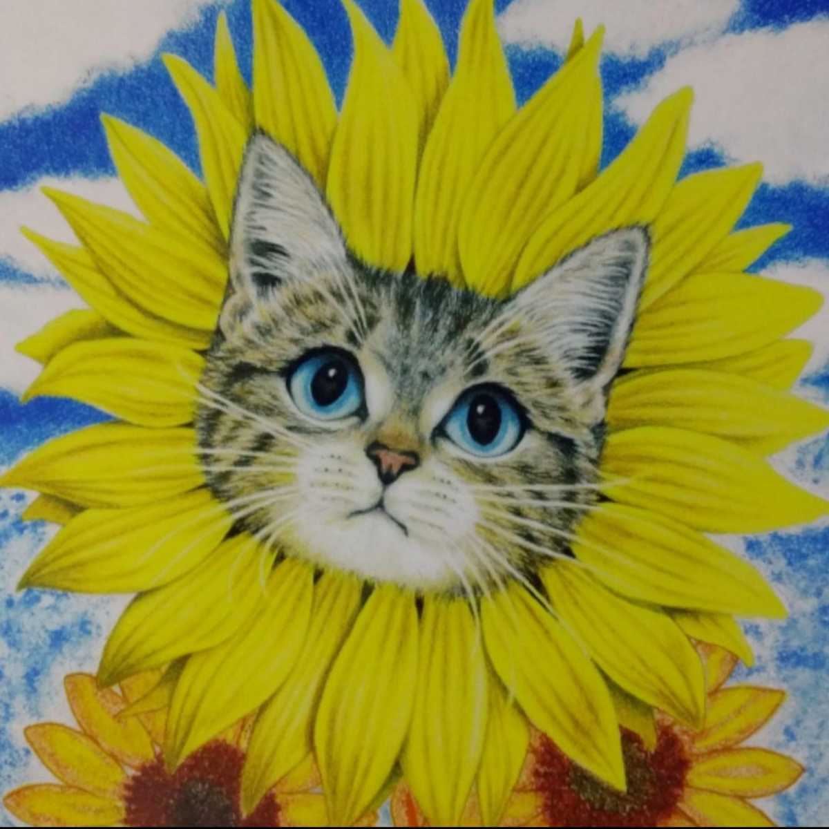 B5 手描きイラストプリント 絵 キジ猫 ねこ ネコ ひまわり 向日葵 青空 動物 癒し 可愛い Yahoo Japan Auction Bidding Amp Shopping Support Deputy Service Japamart