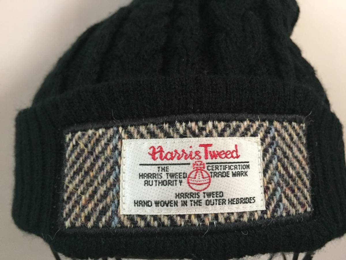 ◆HARRIS TWEED ハリスツイード◆可愛い定番ポンポンつきニット帽◆52-54cm◆10370_画像7