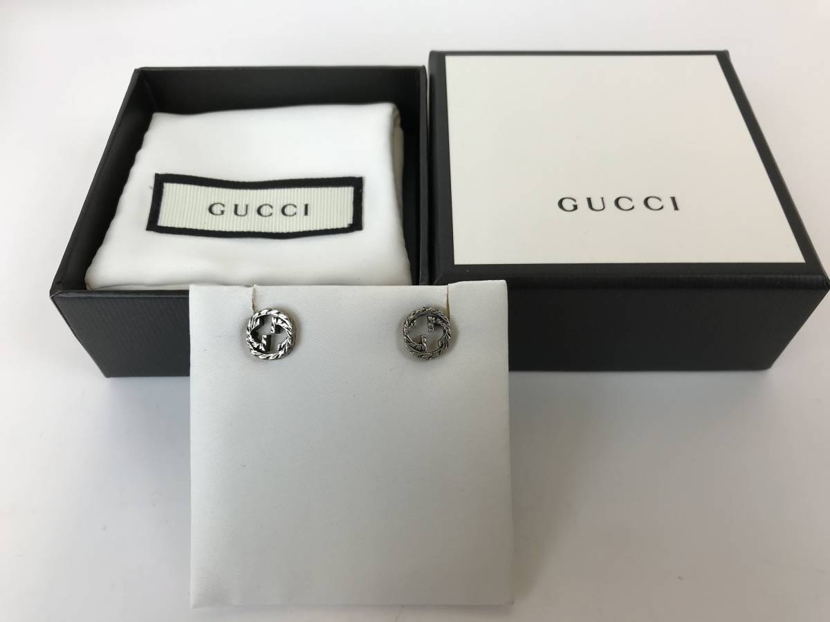 GUCCI グッチ 457109 シルバー925 インターロッキングG スタッドピアス