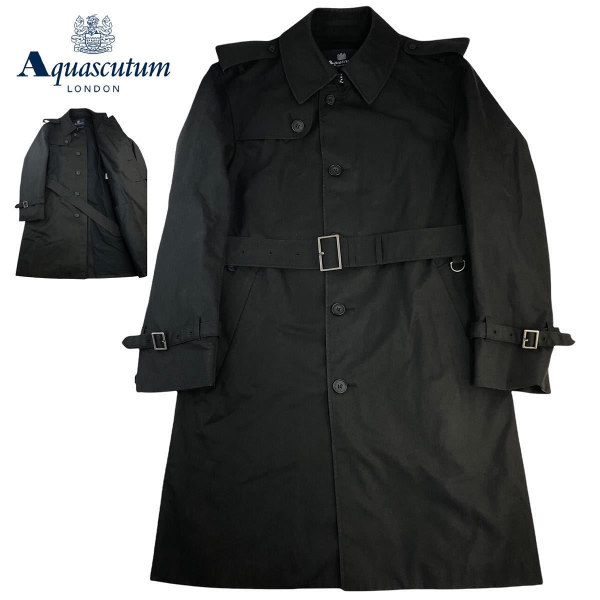 【予約販売】本 定価10万超 ロング丈 美シルエット ブラック サイズ38/(M相当) シングルステンカラーコート アクアスキュータム LONDON Aquascutum 美品 男性用 【予約販売】本 定価10万超 ロング丈 美シルエット ブラック サイズ38/(M相当) シングルステンカラーコート アクアスキュータム LONDON Aquascutum 美品 男性用