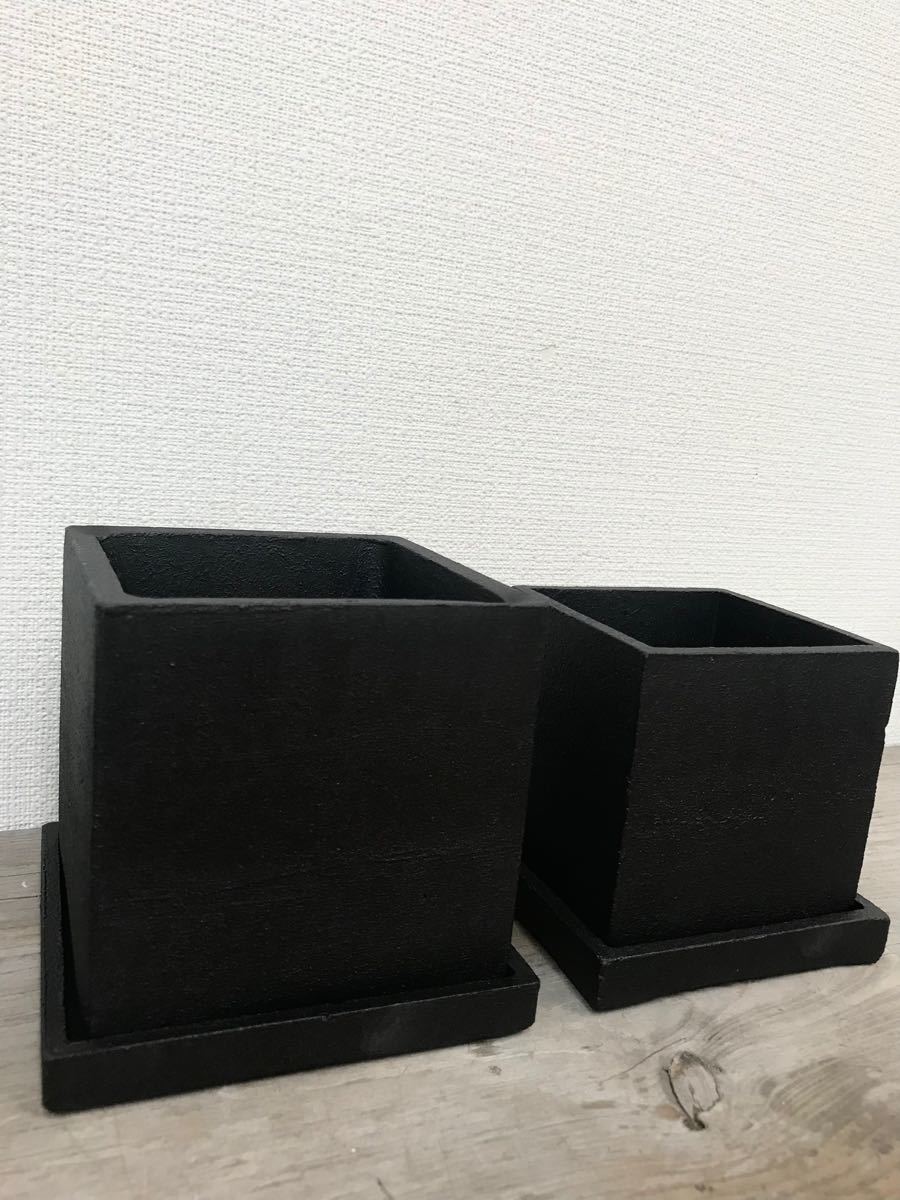 PayPayフリマ|在庫処分価格 アイアンブラック塗装セメント鉢2点セット 受け皿付き PayPayフリマ|在庫処分価格 アイアンブラック塗装セメント鉢2点セット 受け皿付き