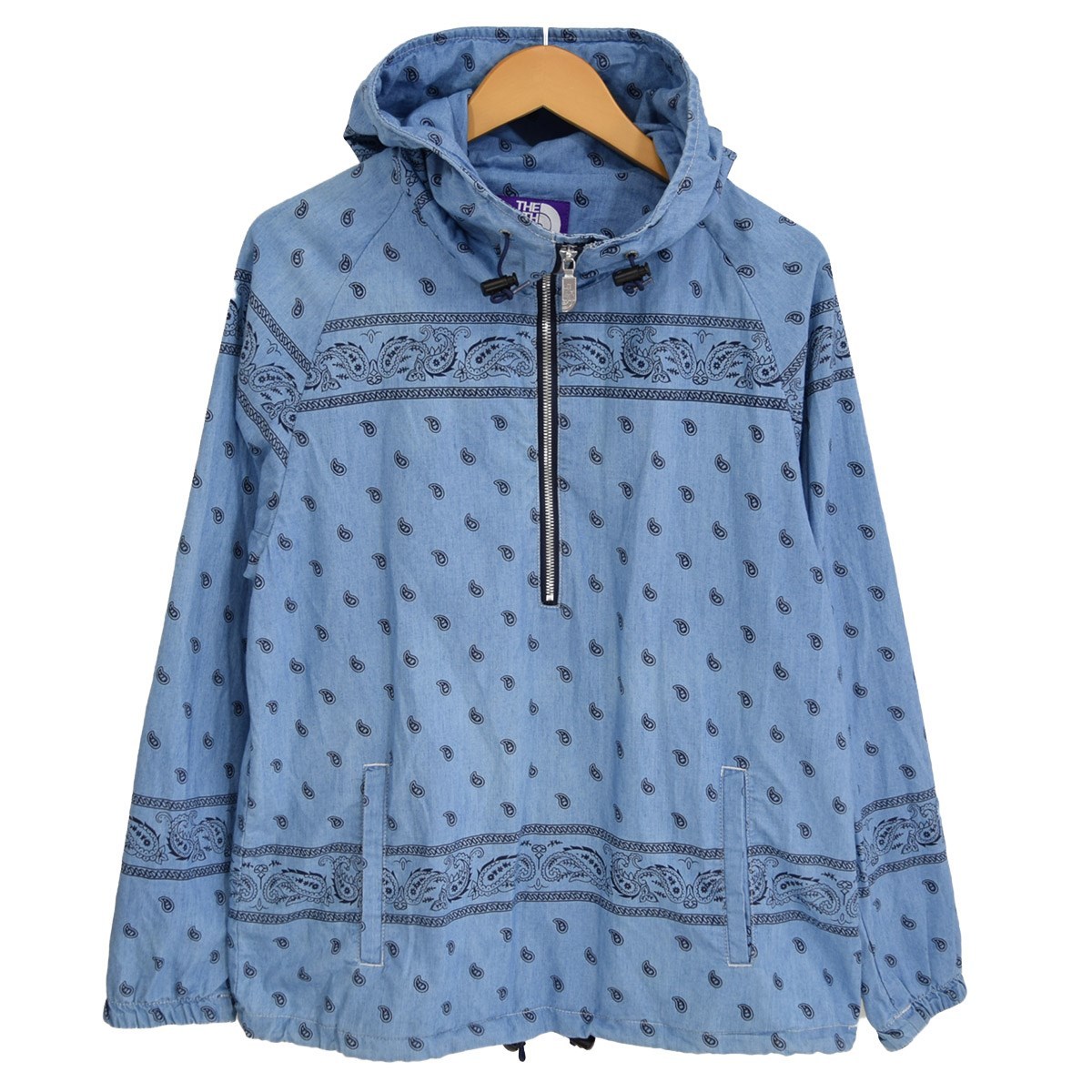 THE NORTH FACE PURPLE ノースフェイス パープルレーベル COOLMAX INDIGO CHAMBRAY PRINT　Anorak　アノラックパーカ Supreme　バンダナ _画像1