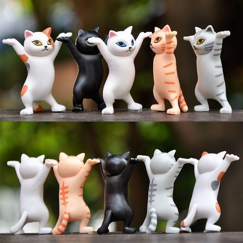 ネコのペン立て　5個　猫の置物　フィギュア　雑貨　白　黒　三毛　茶トラ　サバトラ