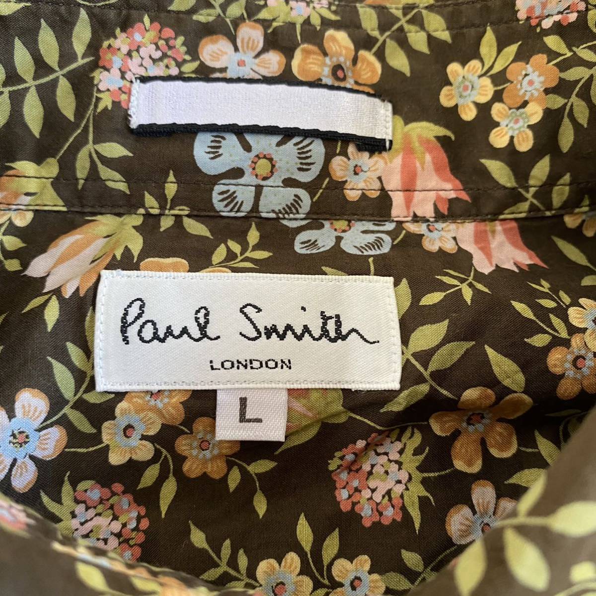 【美品】ポールスミス Paul Smith◆サイズL 花柄 茶系 ブラウン 長袖 総柄シャツy21100401 7