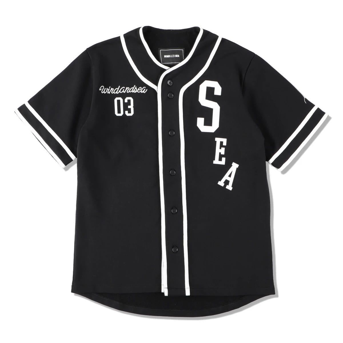 【新品タグ付き】 21AW 22 新作 新品 WIND AND SEA ウィンダンシー SWEAT BB SHIRT スウェット ベースボールシャツ BASEBALL SHIRT BLACK_画像1