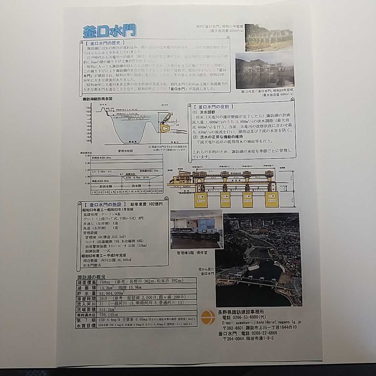 ダムカード 釜口水門 Ver1.0 長野県 パンフレット付_画像5
