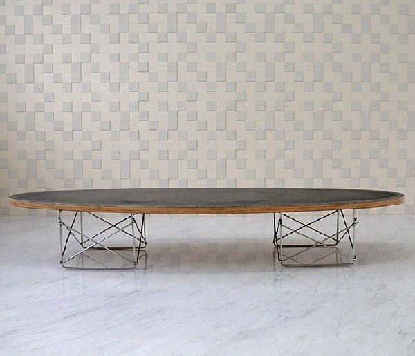 イームズ ETRT eames-Elliptical Table　サーフボードテーブル 天板ブラック 黒 センターテーブル ローテーブル