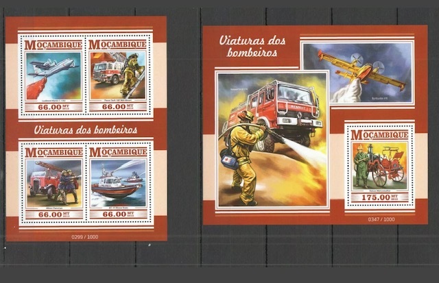 「BRC61」モザンビーク切手　2015年　消防車_画像1