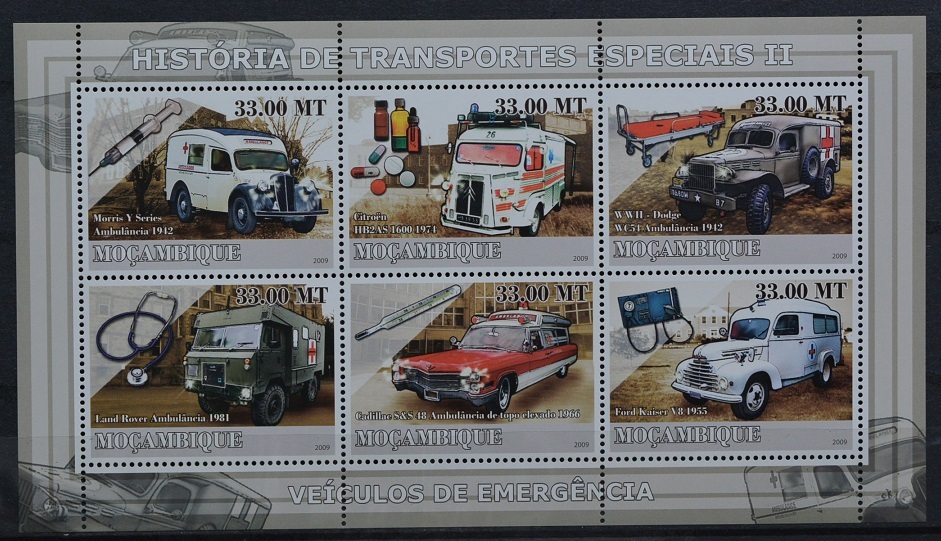 「BRO77」モザンビーク切手　2009年　救急車_画像1