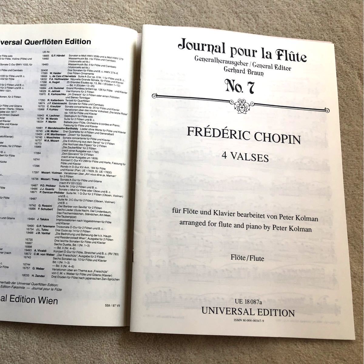 ショパン4ワルツ　フルート,ピアノ楽譜　Frederic Chopin 4 Valses 