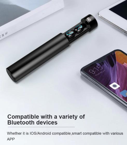 ◇特価 ワイヤレスイヤホン bluetooth5.0 スティックタイプ ブラック 充電ケース バッテリー大容量 高音質 自動ペアリング iphone/and_画像7