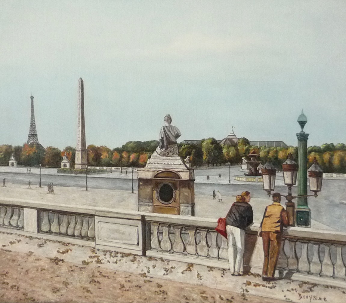 ヨーロッパ絵画 肉筆油絵 F10号ブレイセ作「パリ セーヌ川」＋新品額縁付