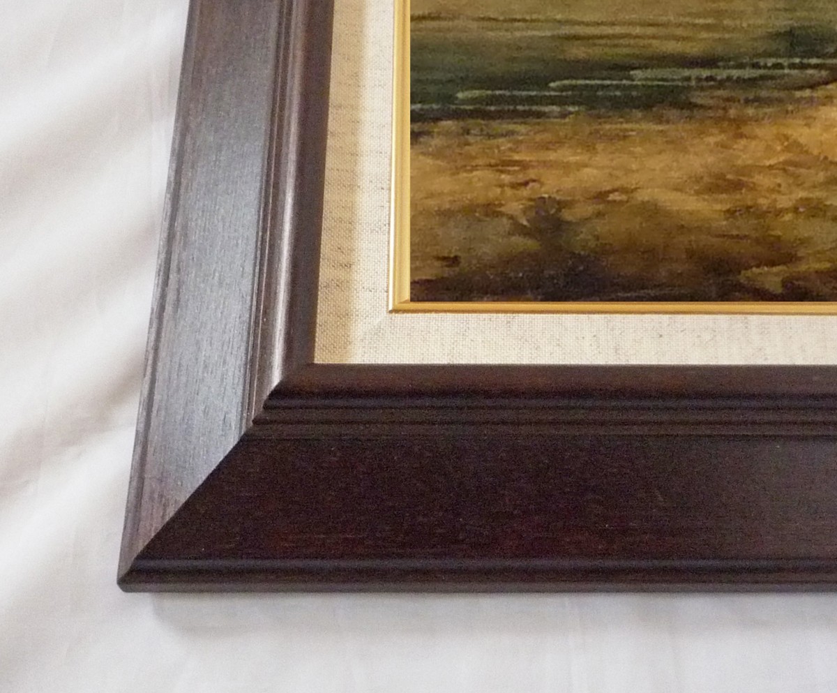 ヨーロッパ絵画 肉筆油絵 F6号 コルシニ作「ナポリの港」20＋新品額縁付_画像2