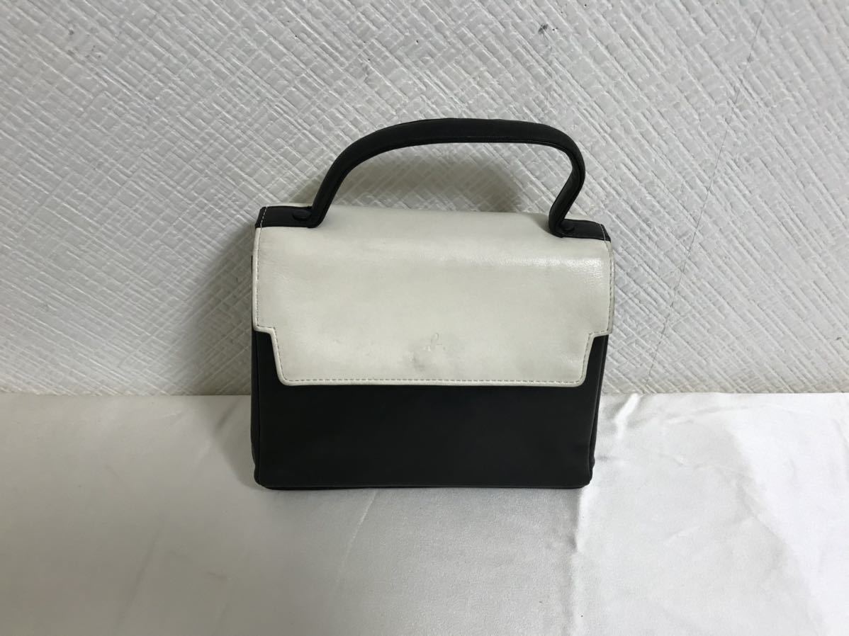  genuine article Agnes B agnisb original leather tote bag business hand Mini Boston back lady's black white black travel travel party made in Japan 