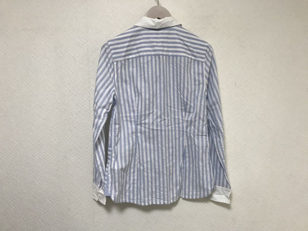  beautiful goods genuine article Tommy Hilfiger TOMMY cotton stretch stripe pattern k relic long sleeve dress shirt lady's suit business white white blue S
