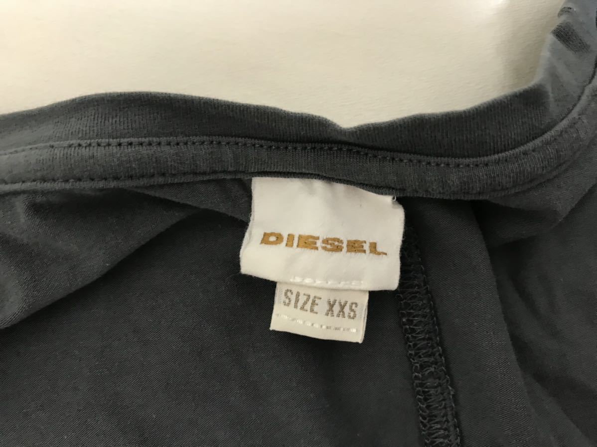 美品本物ディーゼルDIESELコットンストレッチプリント長袖ロングTシャツレディースグレーXXS