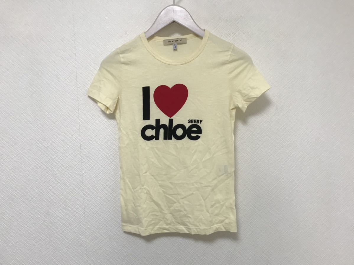  подлинный товар See by Chloe seebyChloe хлопок Logo принт короткий рукав футболка женский желтый 38M
