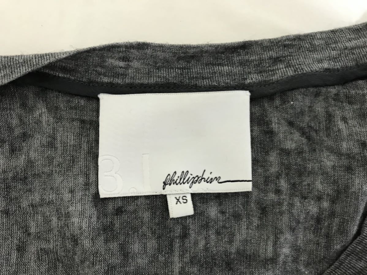 本物3.1フィリップリム 3.1 PhillipLimキュプラウールストレッチレース半袖TシャツインナーレディースグレーXSモードスーツデザイン_画像4