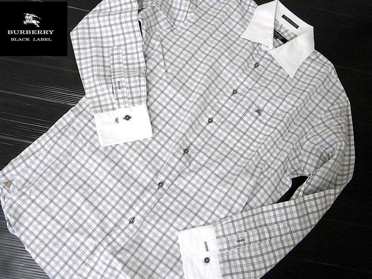 バーバリーブラックレーベル 左胸 BURBERRY マーク グレー チェック