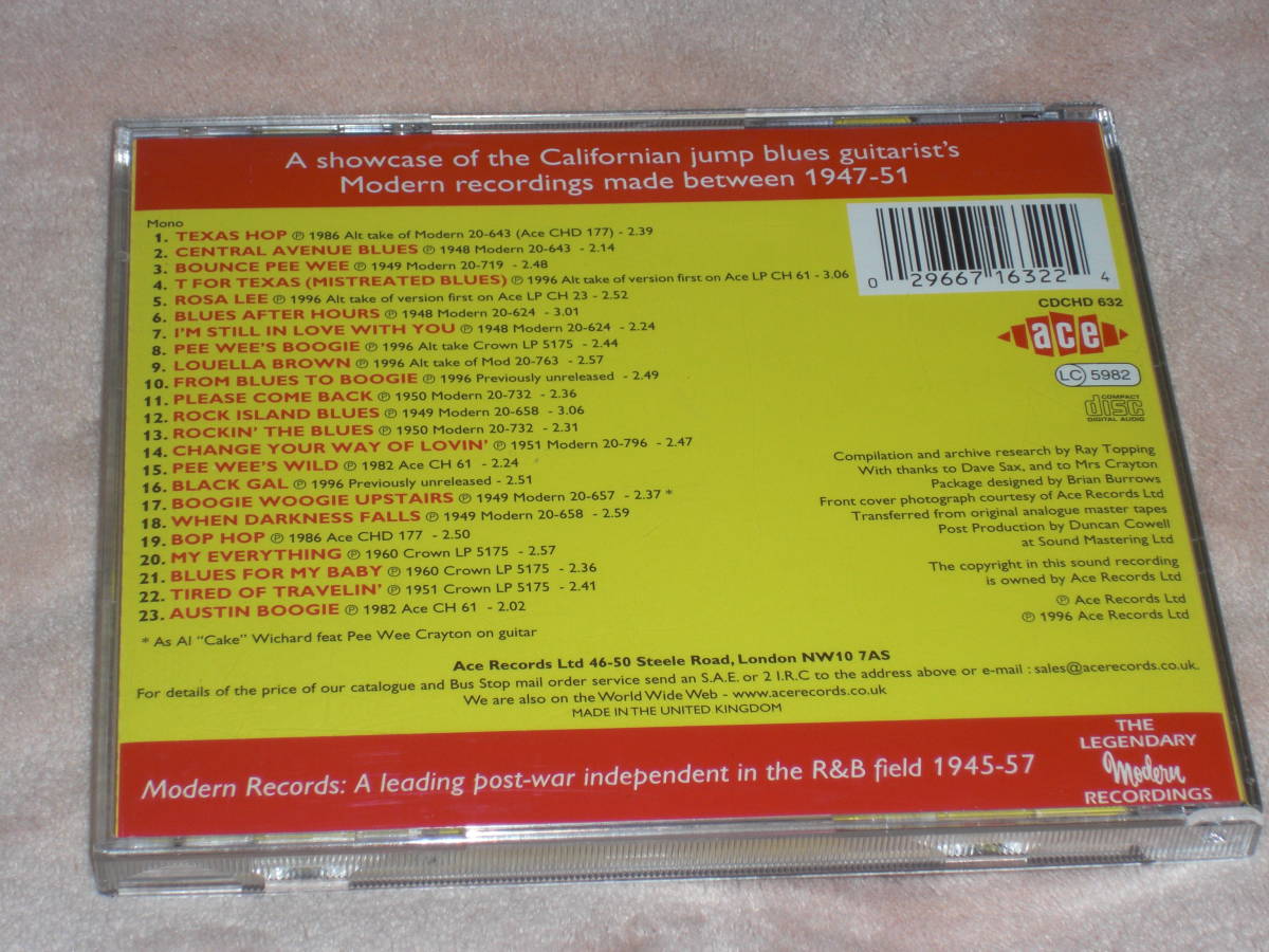 UK record CD Pee Wee Crayton | The Modern Legacy Volume 1 (Ace CDCHD 632) all 23 bending I blues