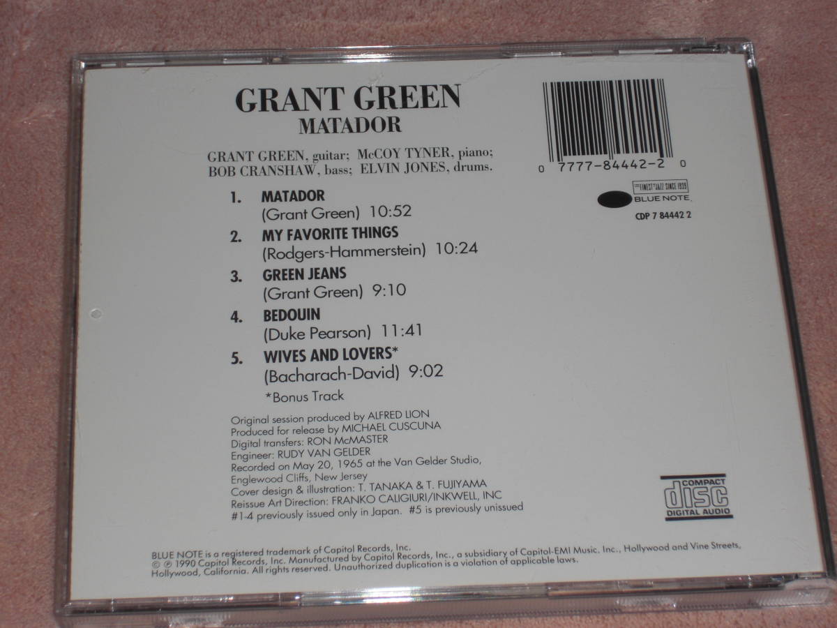 US盤CD Grant Green ー Matador 　bonus track +1 （Blue Note CDP 7 84442 2）　K Jazz_画像2