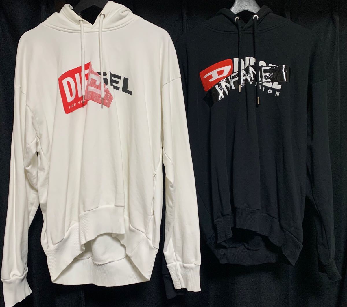 DIESEL ディーゼル ロゴパーカー スウェット サイズM 白 黒 2枚セット ...