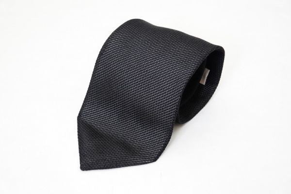 ADONIS アドニス ネクタイ (3)ブラック×ライトベージュ フレスコ メッシュ シルク ハンドメイド 無地 イタリア製 ネクタイ一般