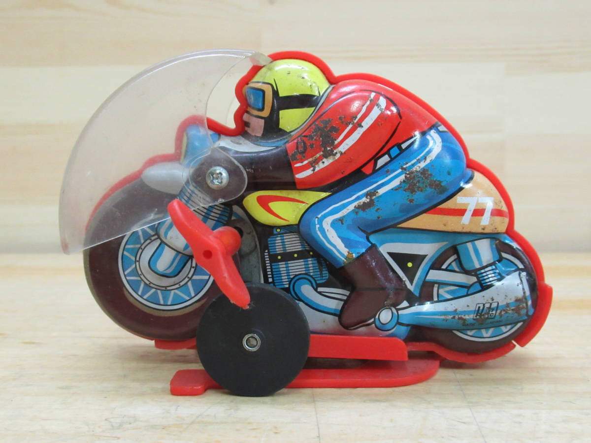 g33★ 当時物 日本製 ヨコタ ゼンマイ 宙返りオートバイ ブリキ おもちゃ 玩具 バイク ぜんまい仕掛け 昭和レトロ 21102_画像2