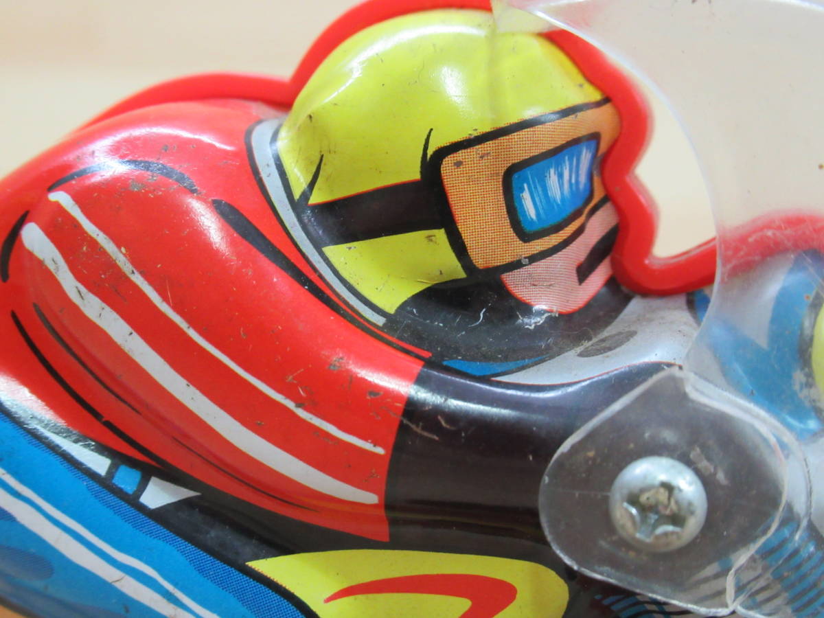 g33★ 当時物 日本製 ヨコタ ゼンマイ 宙返りオートバイ ブリキ おもちゃ 玩具 バイク ぜんまい仕掛け 昭和レトロ 21102_画像10