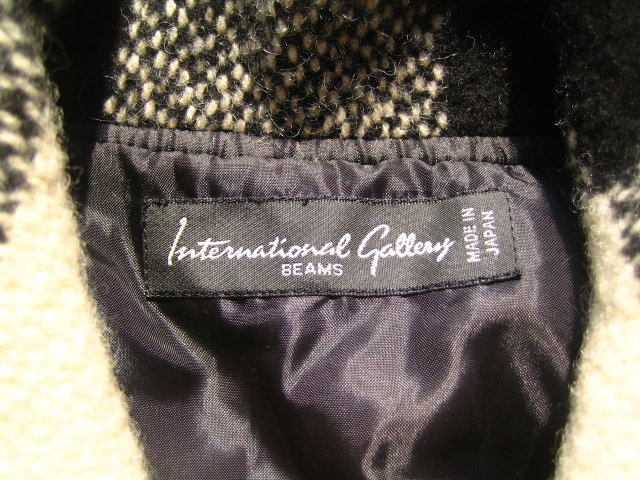 送料無料♪International Gallery BEAMS ウールライダースジャケット S ブロックチェック 白×黒 美品 日本製 ビームス バッファロー_画像9